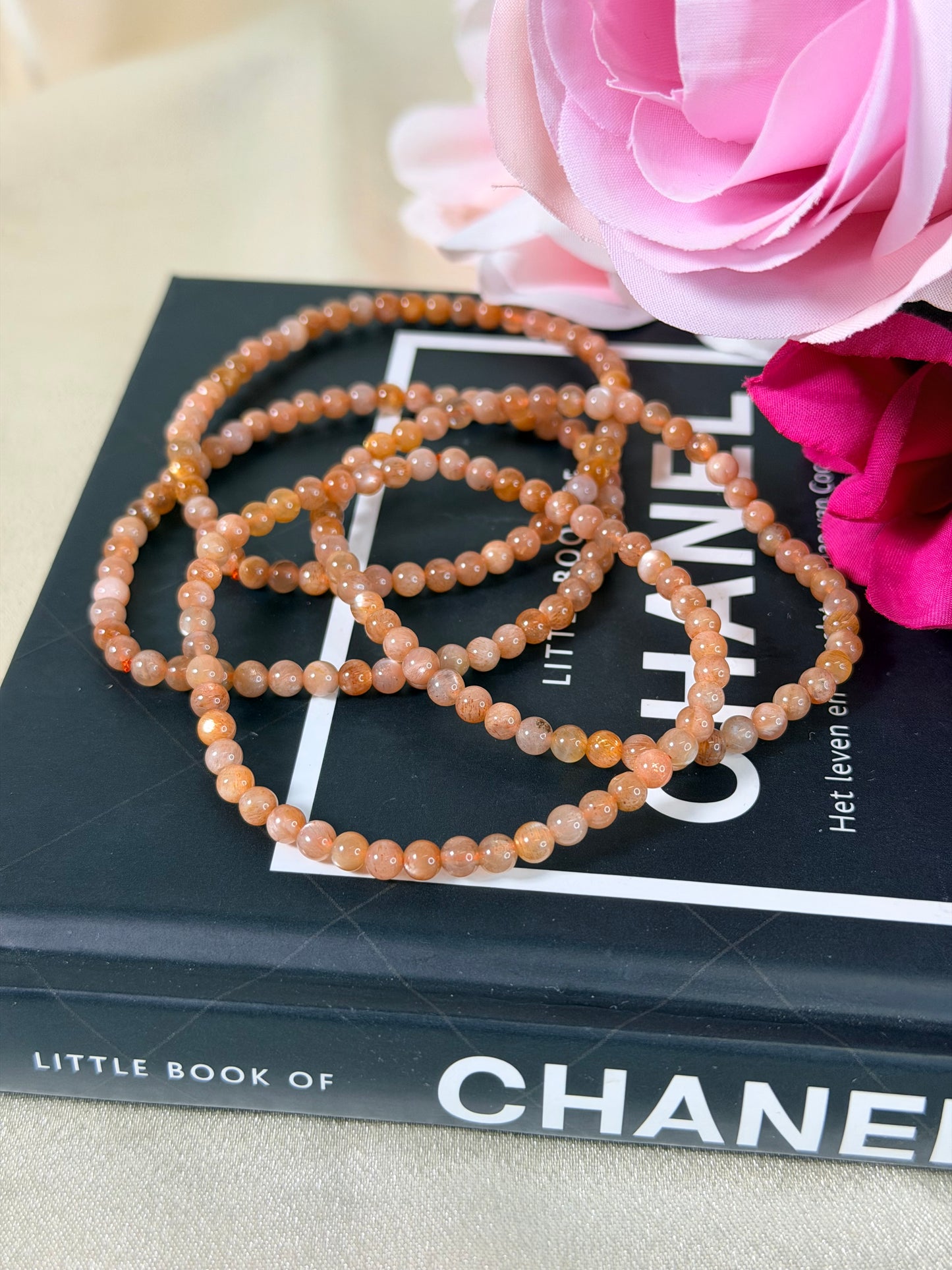 Perzik Maansteen armband 4mm