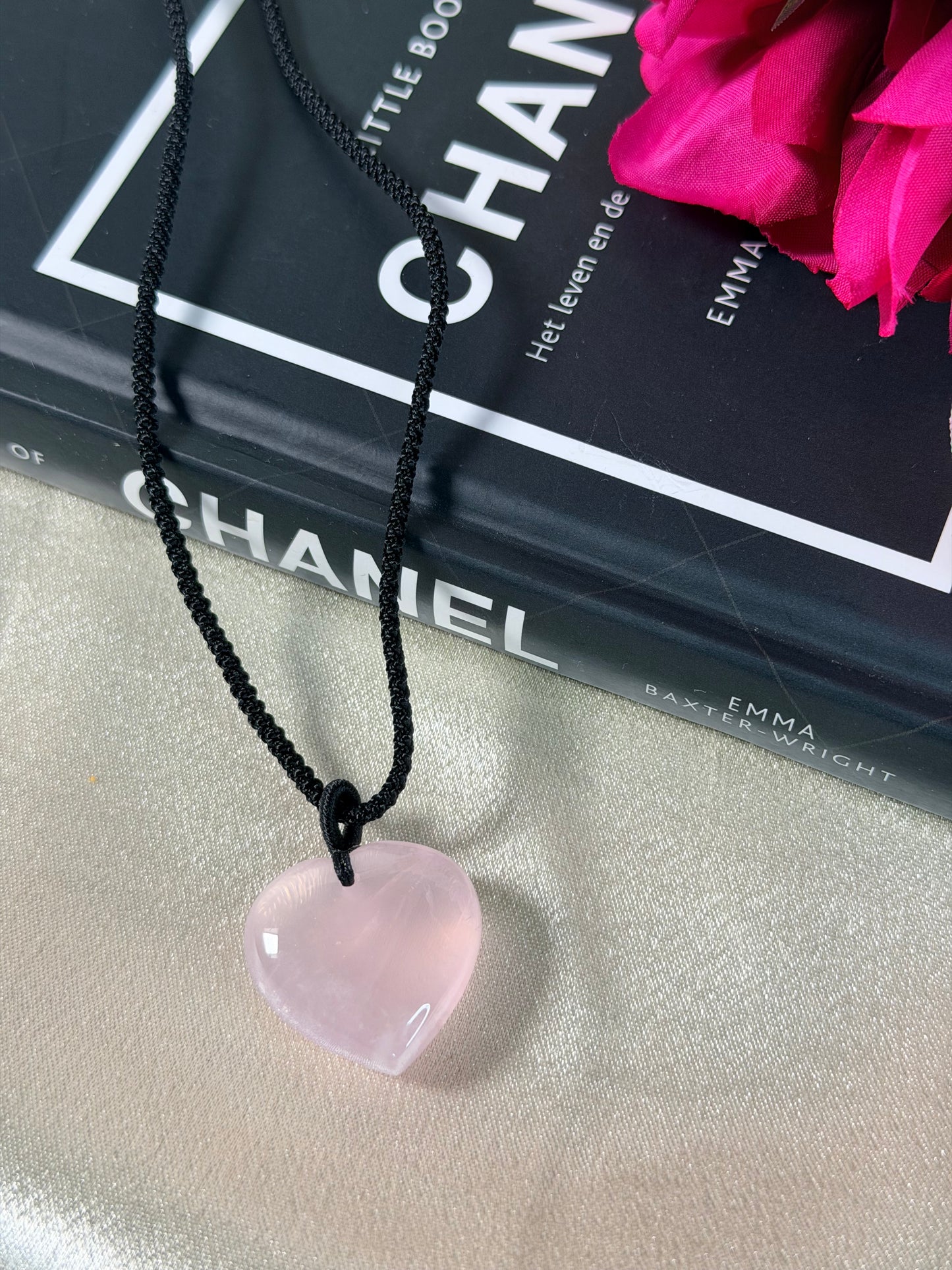 Rozenkwarts hart ketting 5R