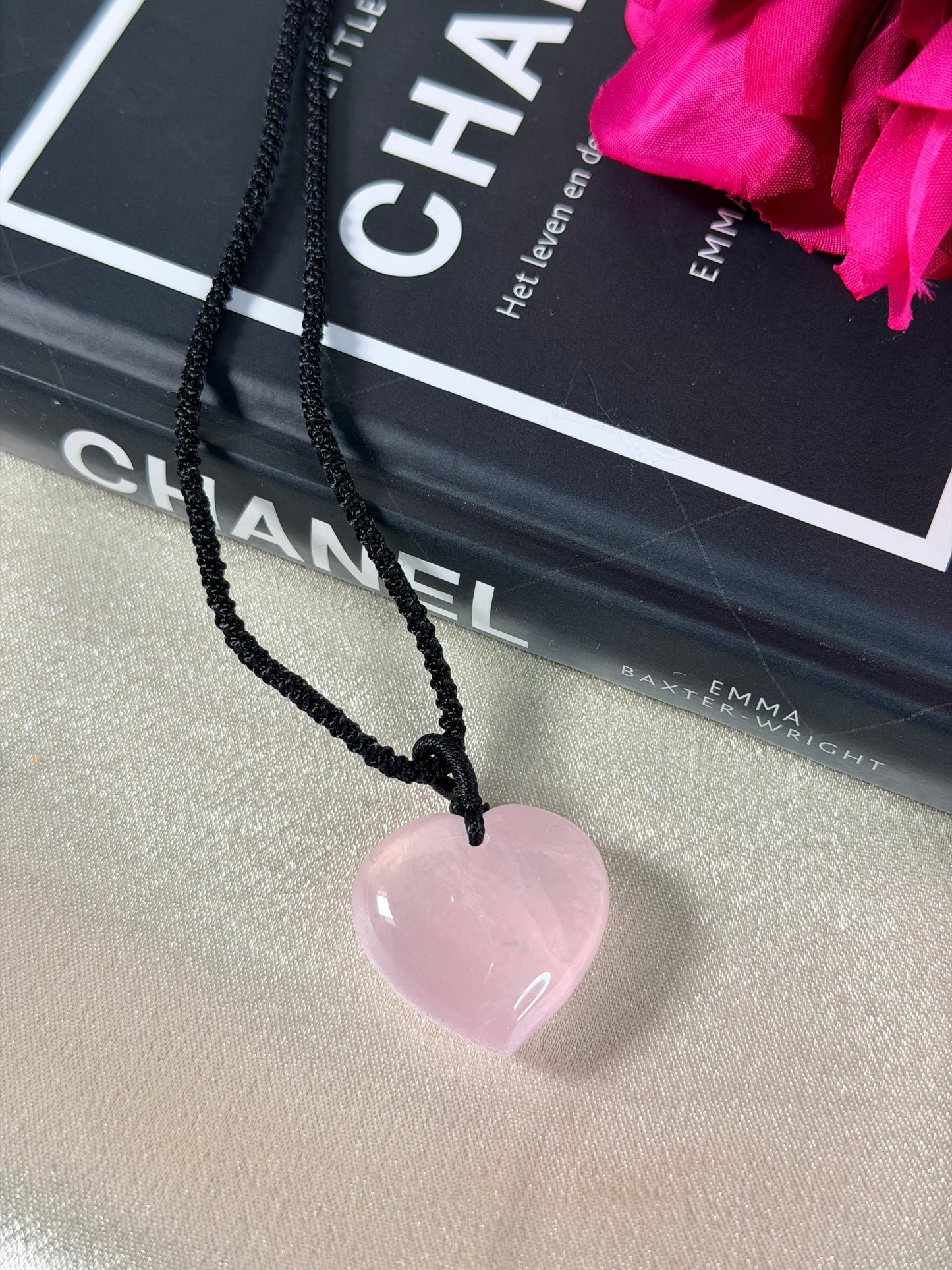 Rozenkwarts hart ketting 2R