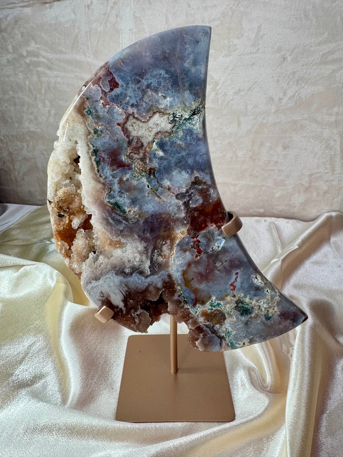 Roze Amethist maan met groene Jaspis 95