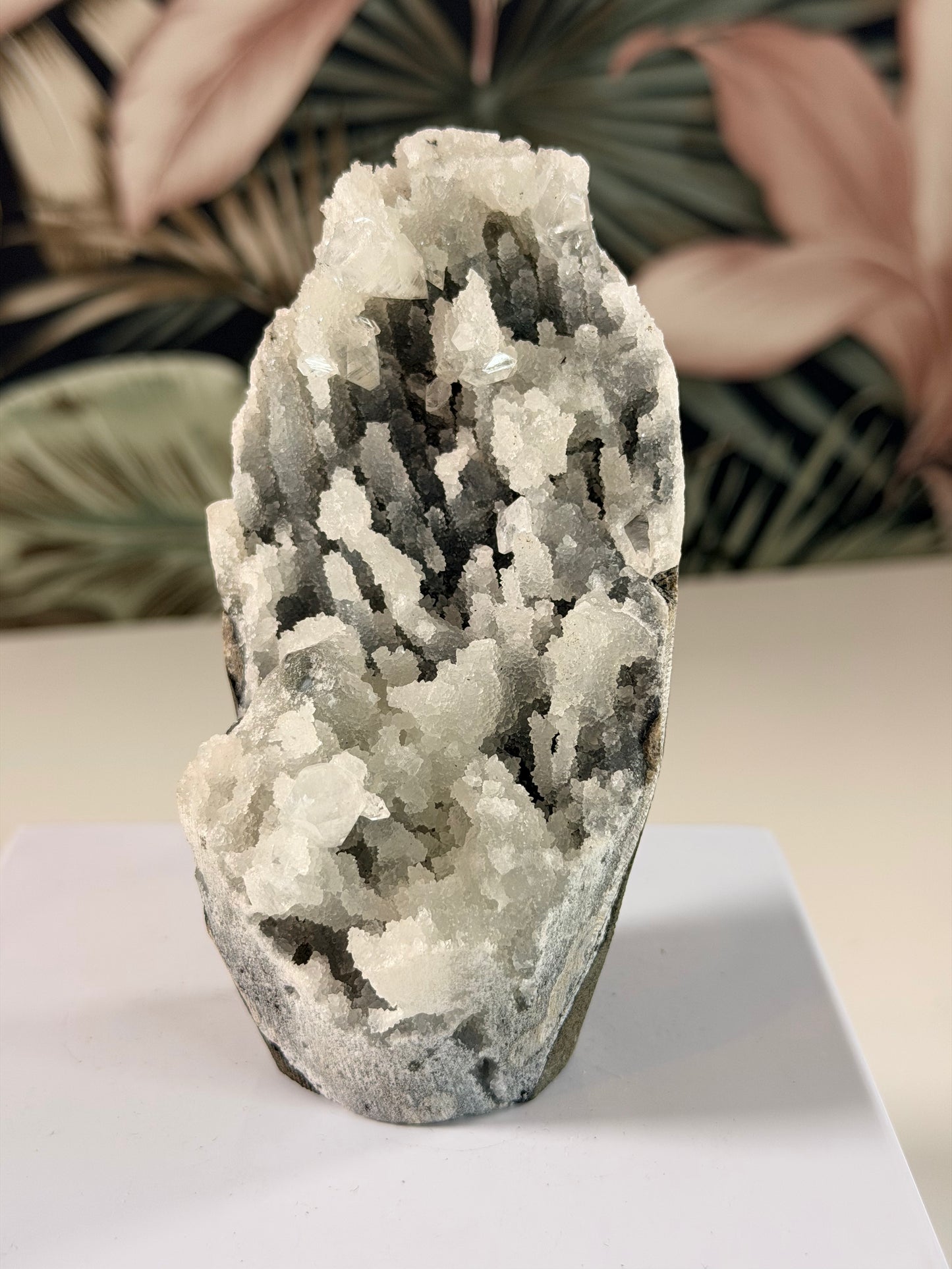 Chalcedon auf Standfläche mit Apophyllit 73c