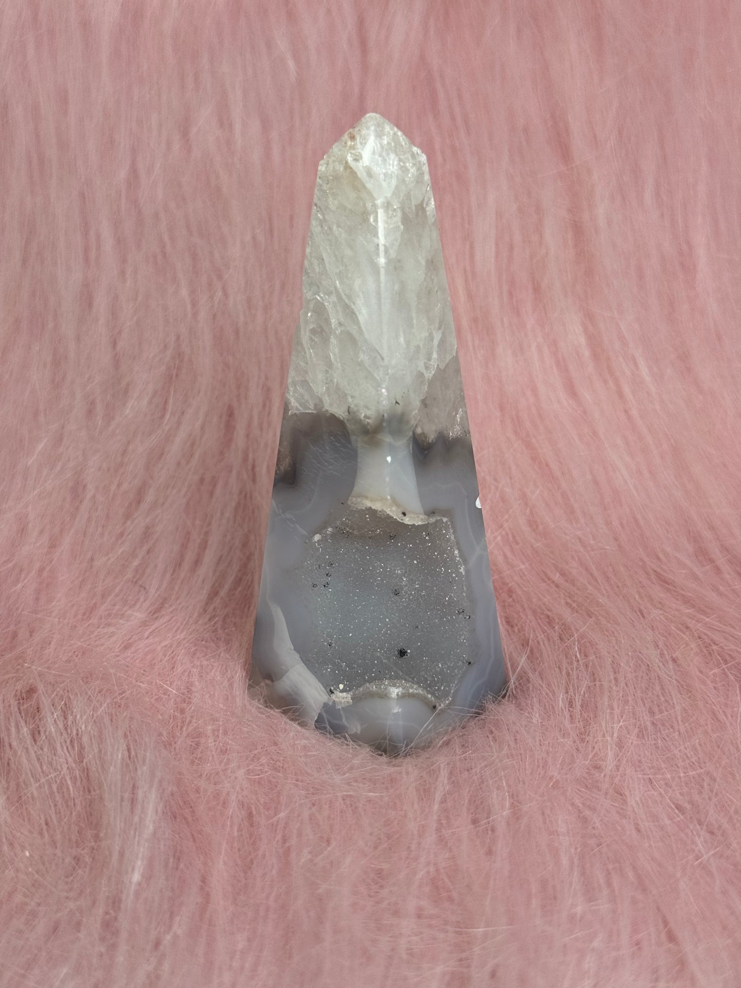 Agate with druzy tower 58