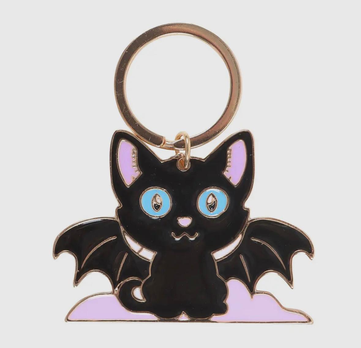 Gothic katten vleermuis sleutelhanger