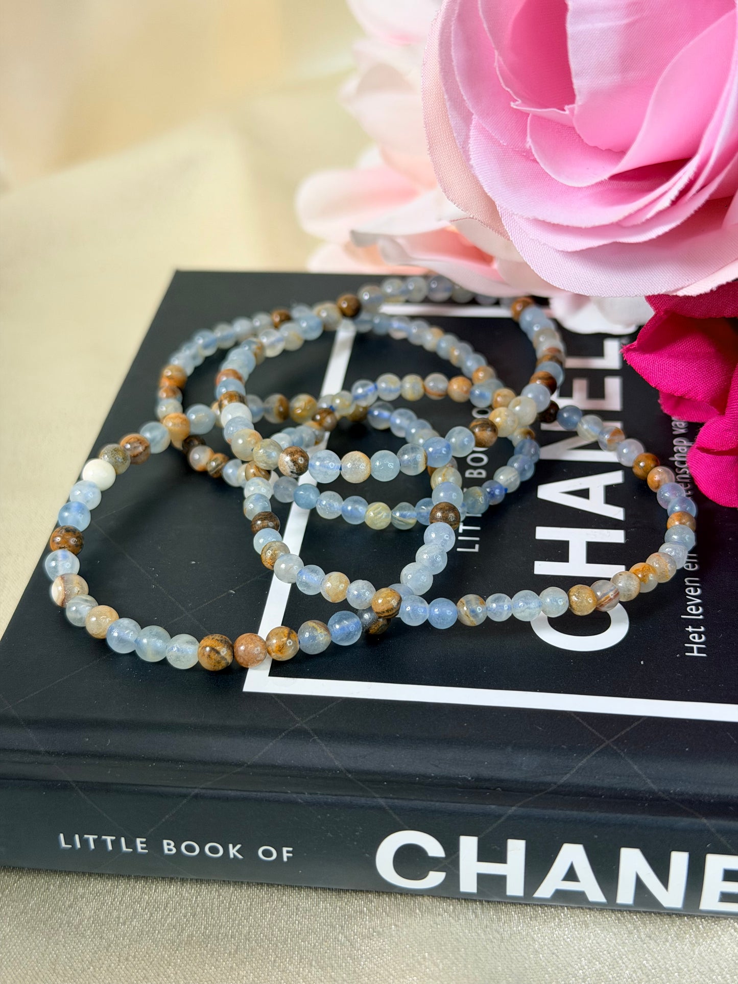 Blauwe Onyx armband 4mm