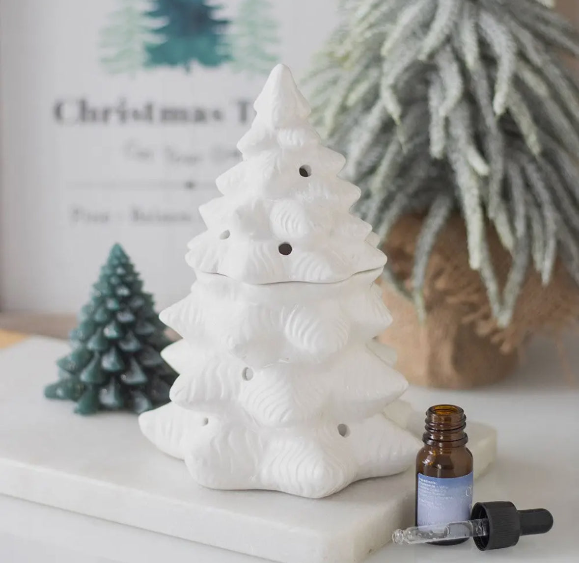 Witte winter Dennenboom olie- en waxbrander