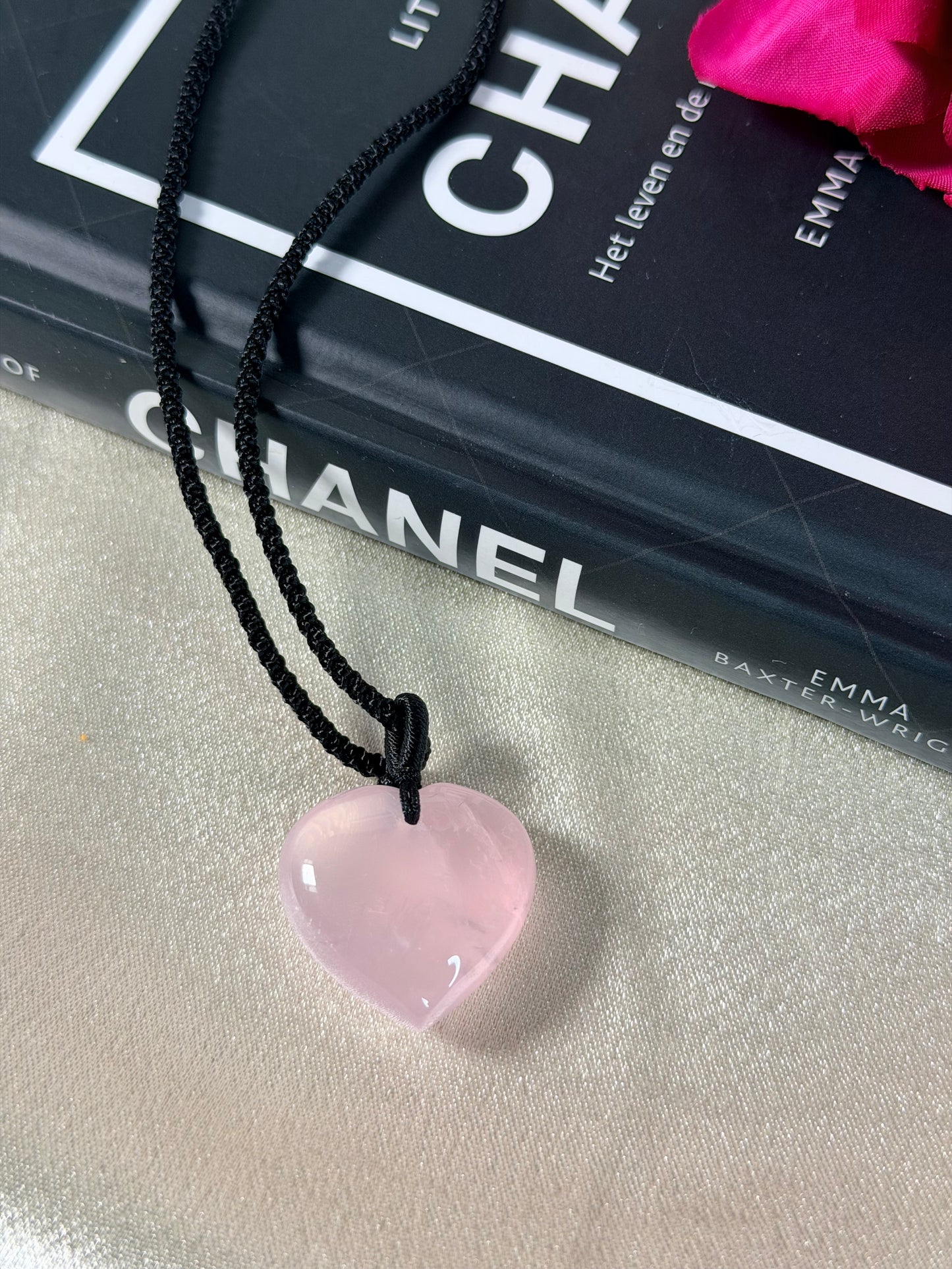 Rozenkwarts hart ketting 4R