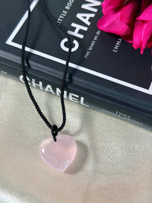 Rozenkwarts hart ketting 5R