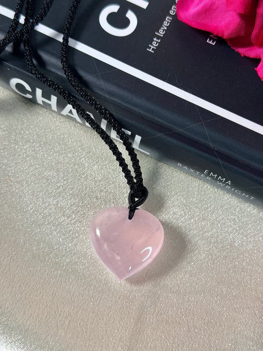Rozenkwarts hart ketting 1R