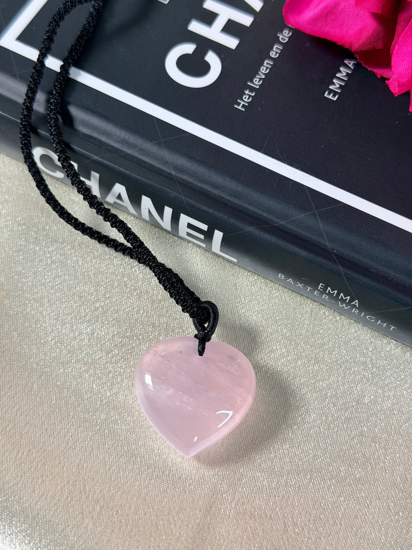 Rozenkwarts hart ketting 3R