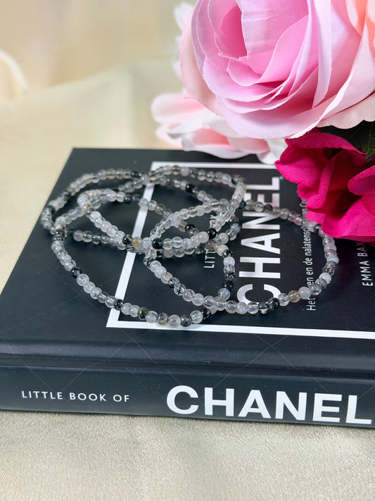 Zwarte Toermalijn in kwarts armband 4mm