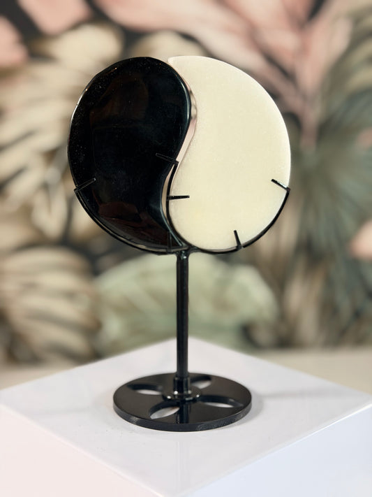 Yin Yang klein (weiße Jade und Obsidian) 3