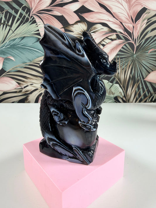 Schwarzer Achat Drache