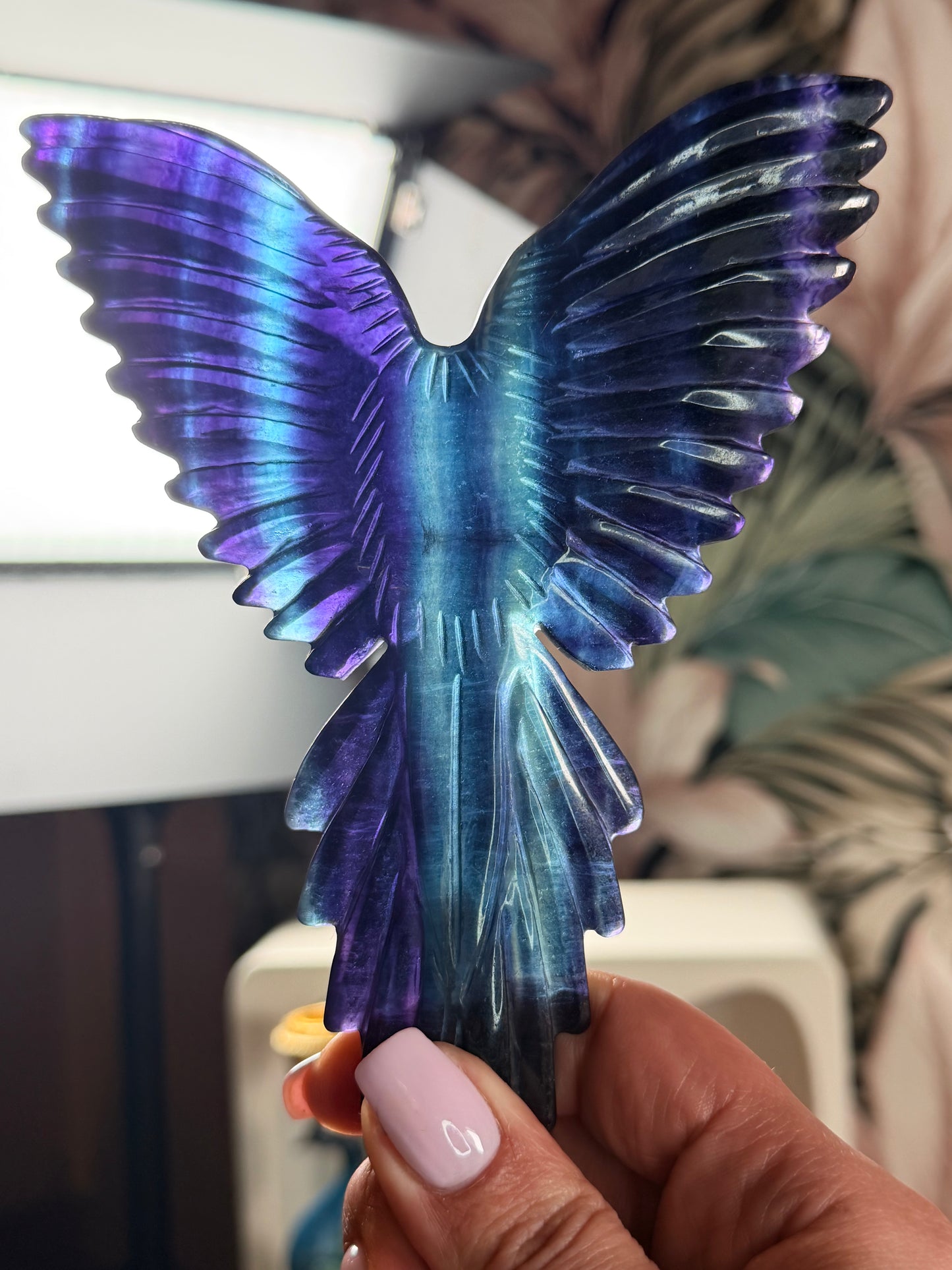 Fluoriet vogel op standaard 2