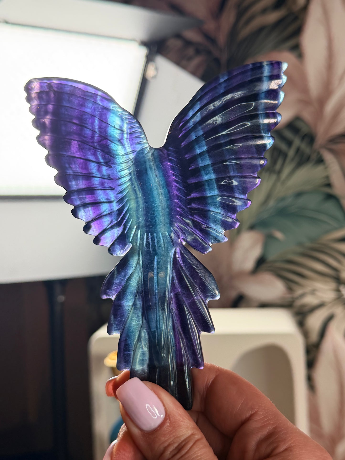 Fluoriet vogel op standaard 3