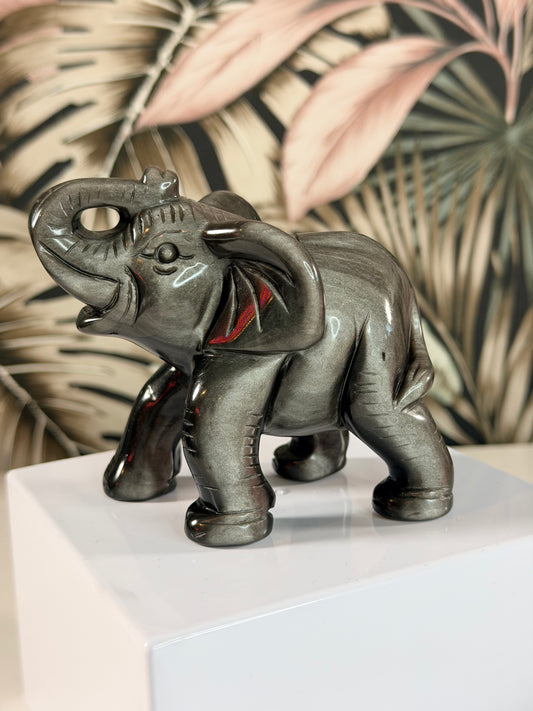 Silber Obsidian Elefant 2
