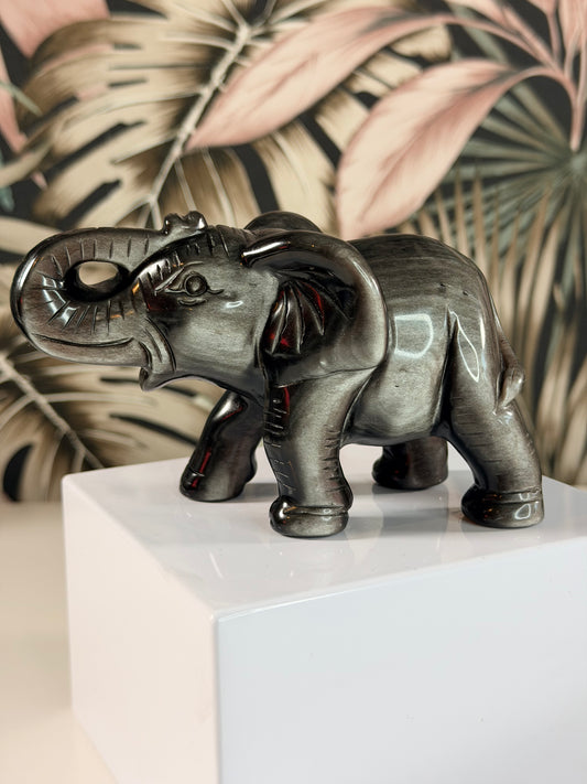 Silber Obsidian Elefant 3