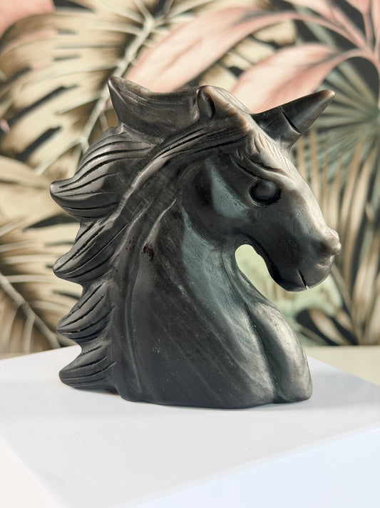 Silber Obsidian Einhorn