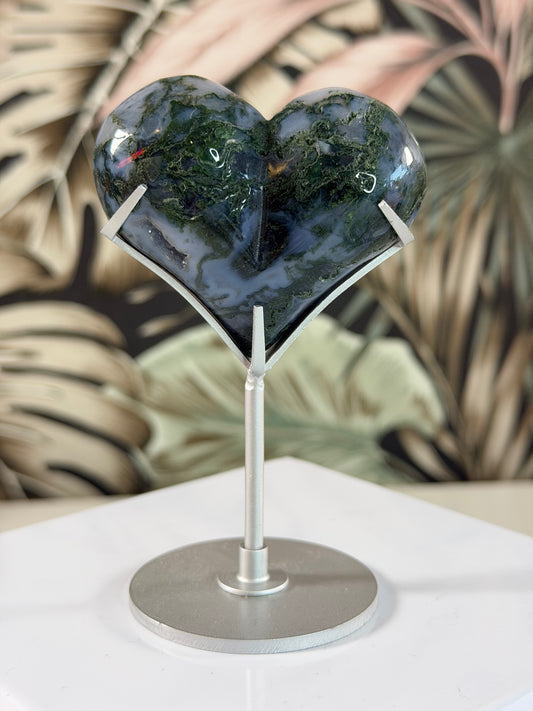 Moss Agate chunky heart 1