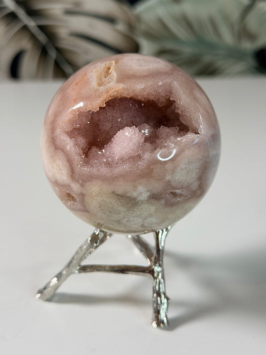 Blütenachat mit Rosa Amethyst Kugel 2