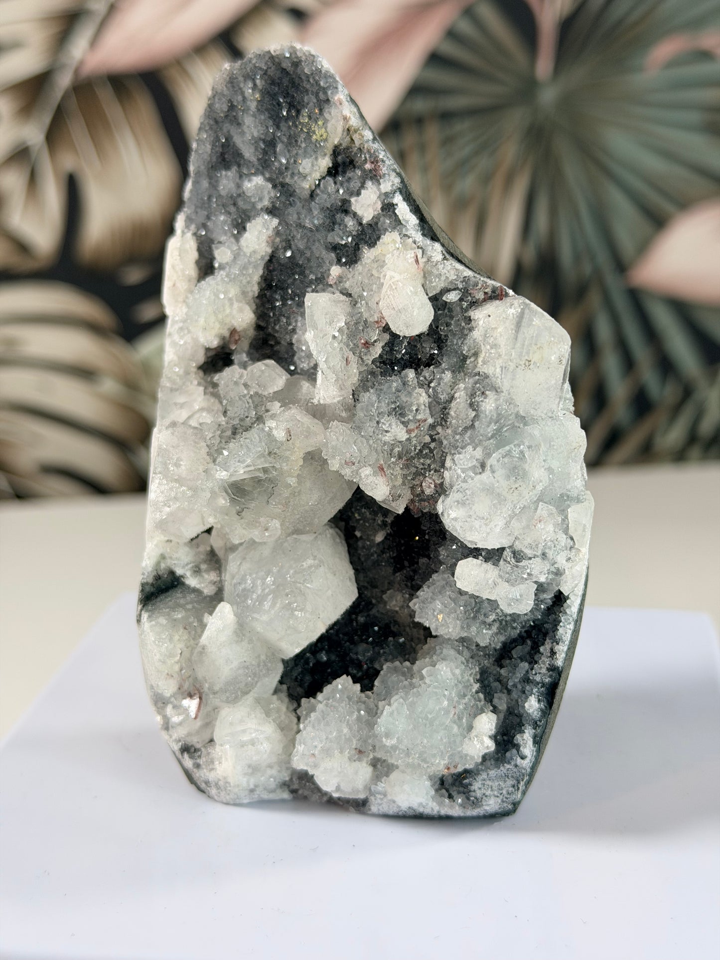 Chalcedon auf Standfläche mit Apophyllit 72c