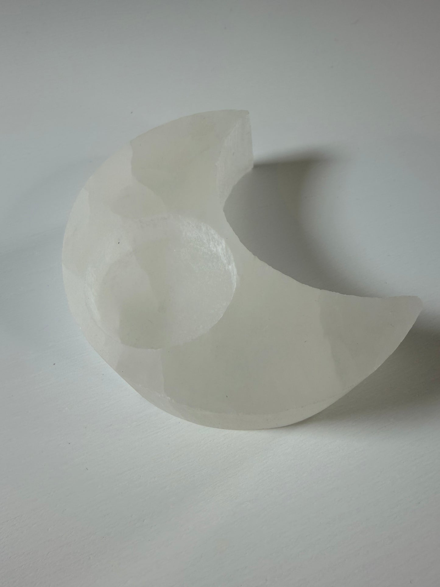 Selenite moon tealight holder
