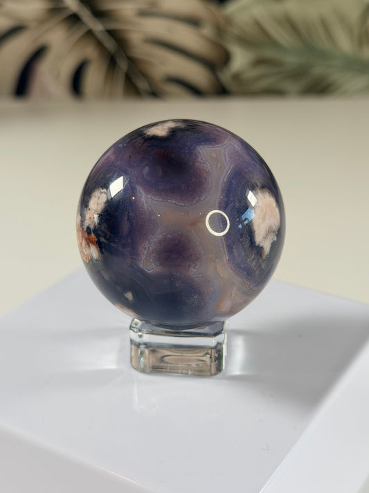Blaue Blumenachat Kugel 4