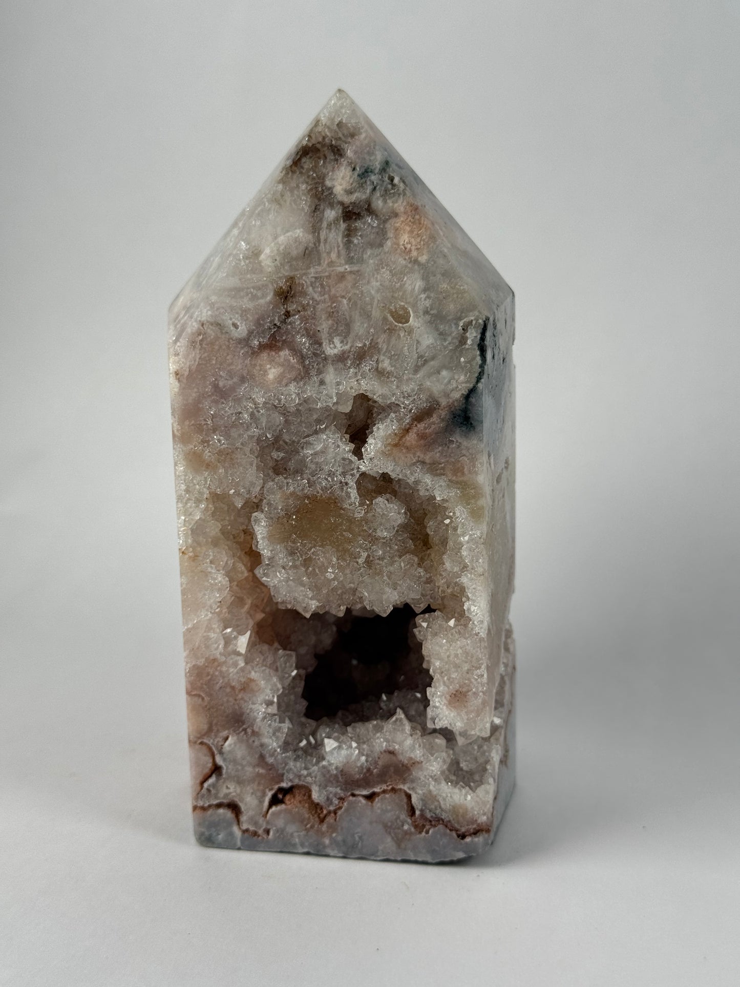 Roze Amethist toren met groene Jaspis 69