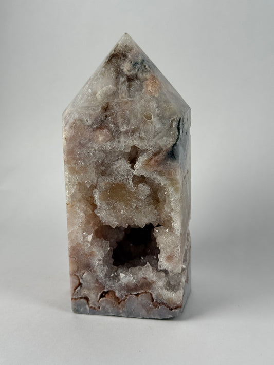 Roze Amethist toren met groene Jaspis 69