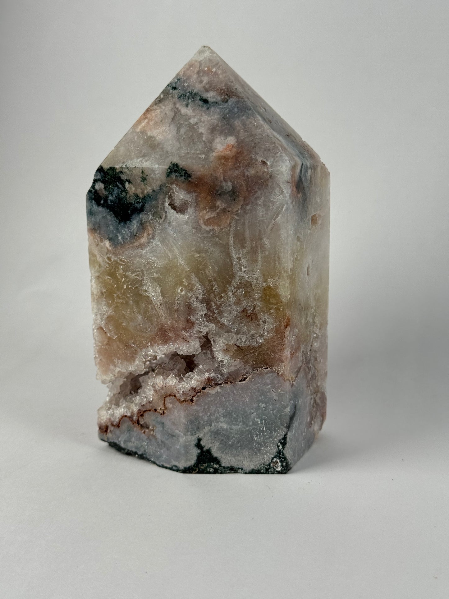 Roze Amethist toren met groene Jaspis 69