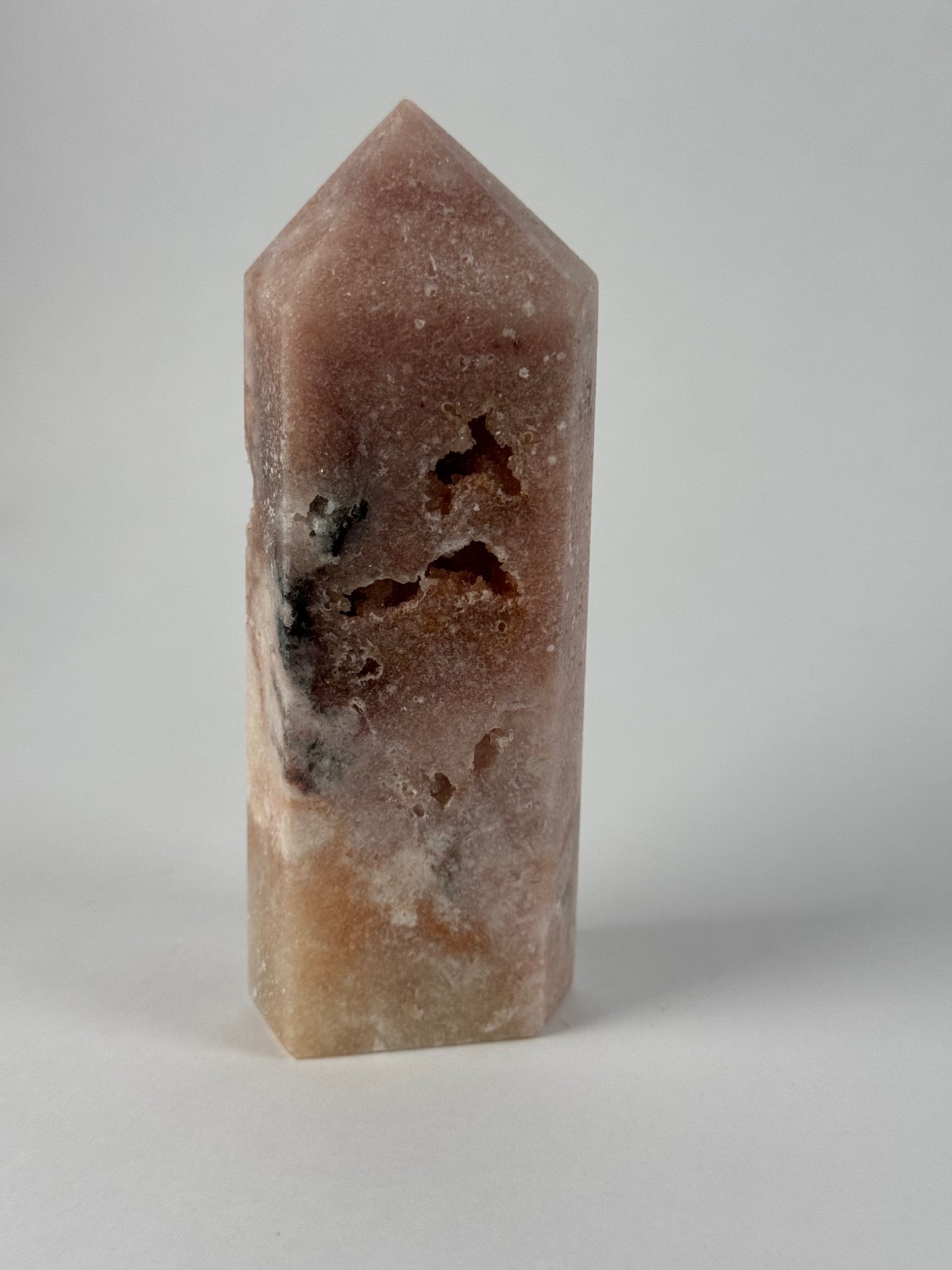 Roze Amethist toren 75 met groene Jaspis