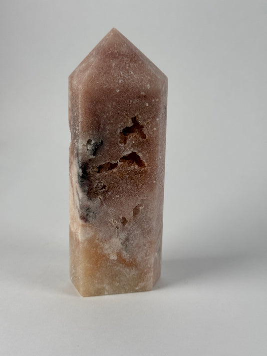 Roze Amethist toren 75 met groene Jaspis