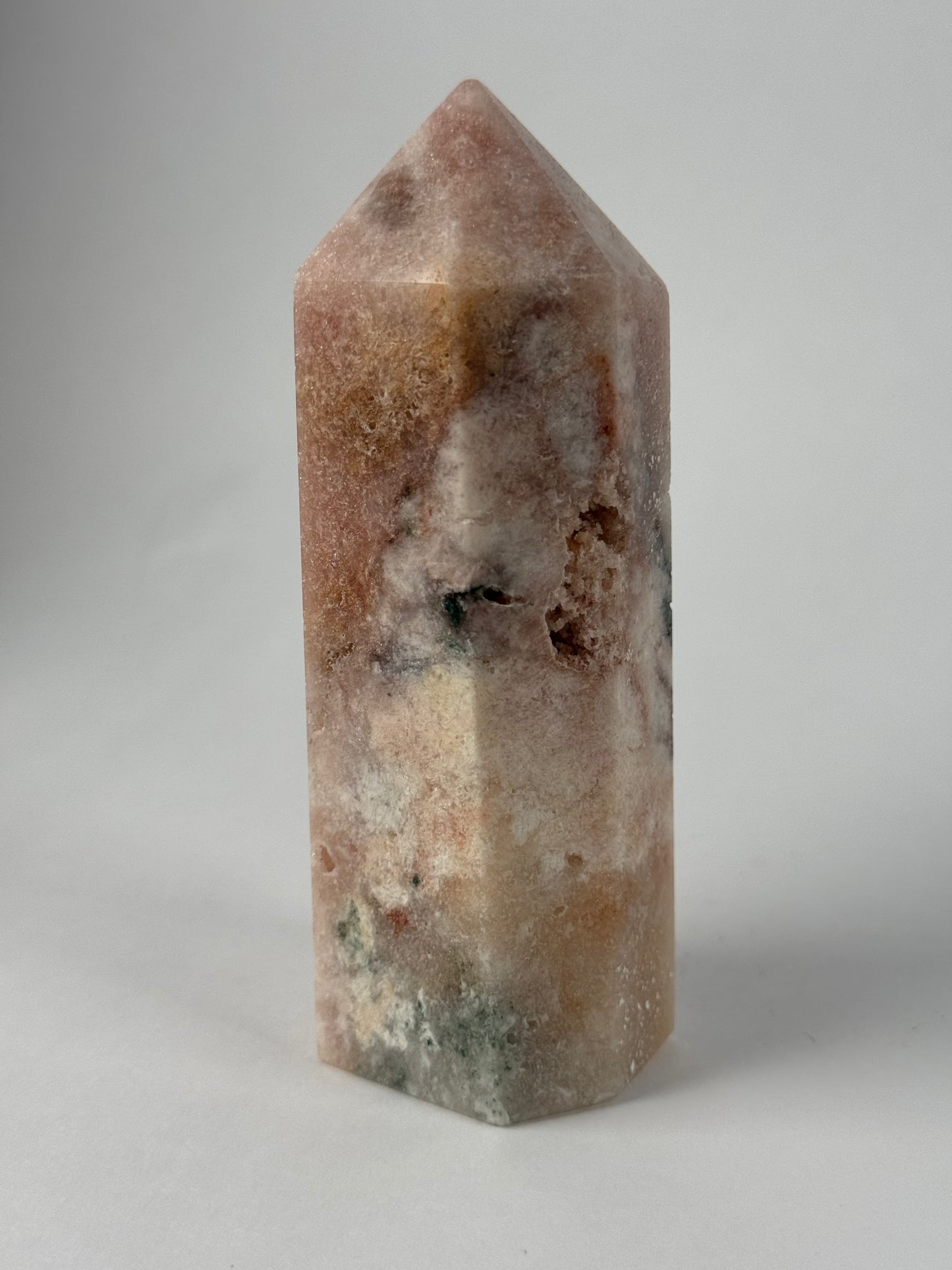 Roze Amethist toren 75 met groene Jaspis