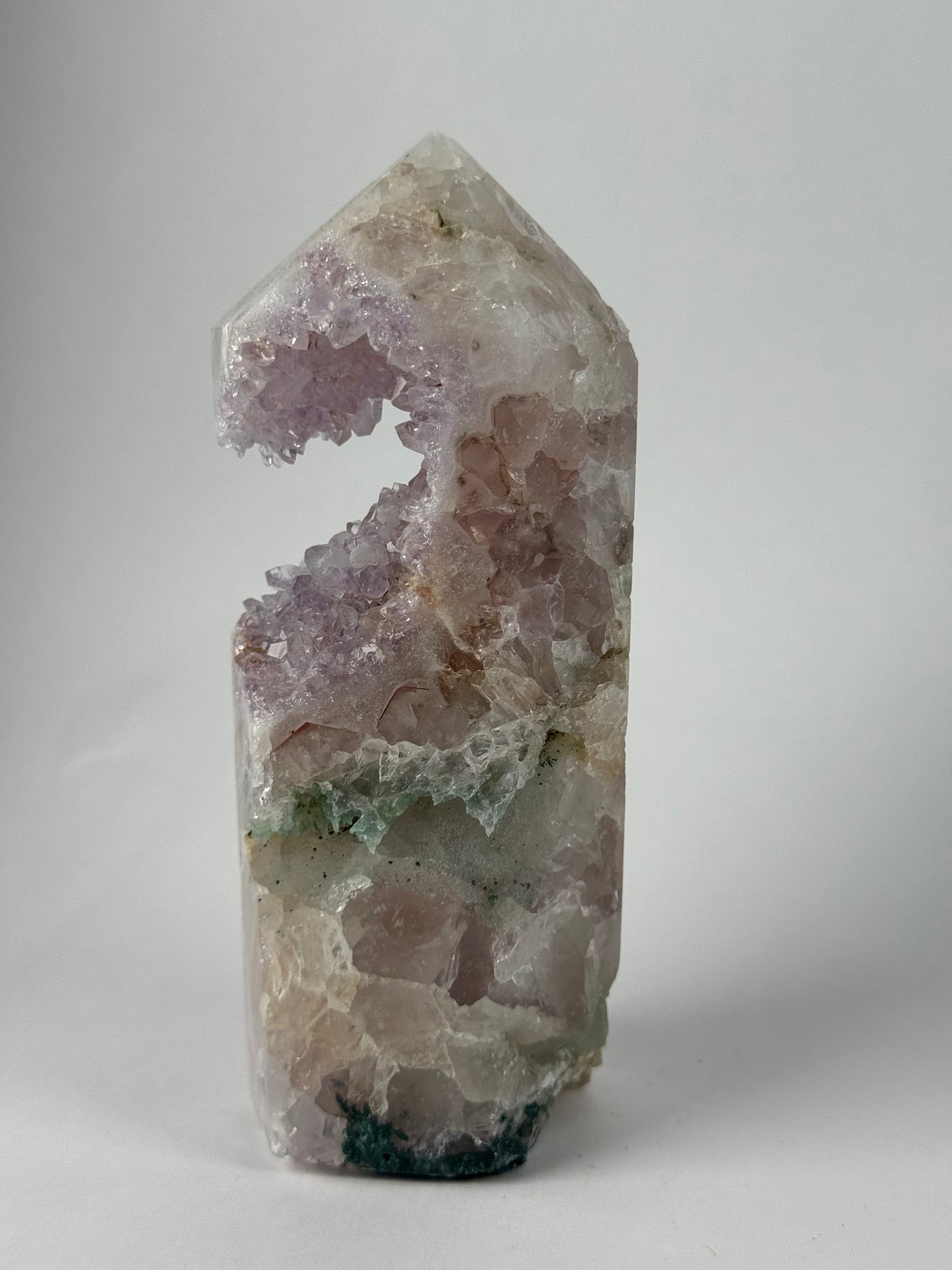 Roze Amethist toren 76 met groene Jaspis