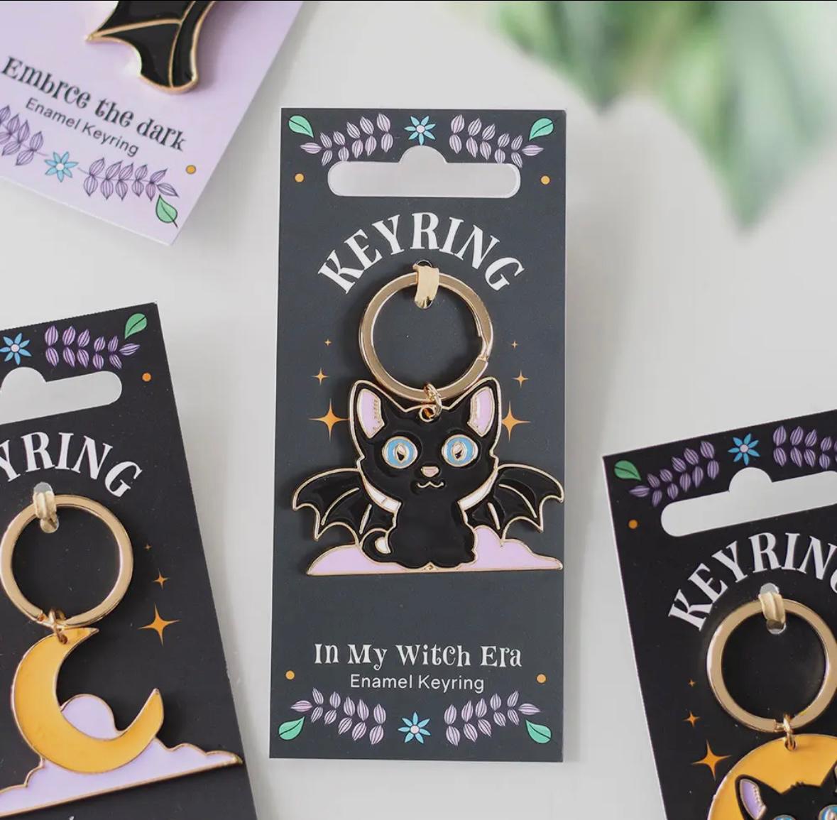 Gothic katten vleermuis sleutelhanger